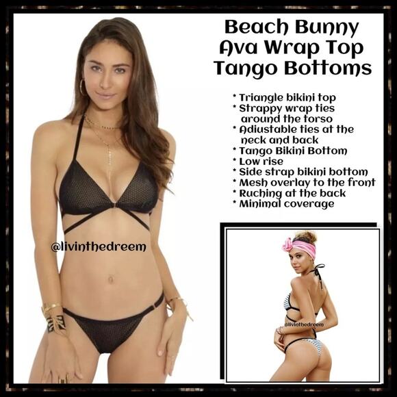 Beach Bunny Ava Wrap Triangle Top With Tango Bottoms $270 - Picture 1 of 14